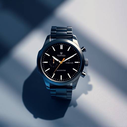 Een productfoto van een stijlvol horloge met subtiele schaduw