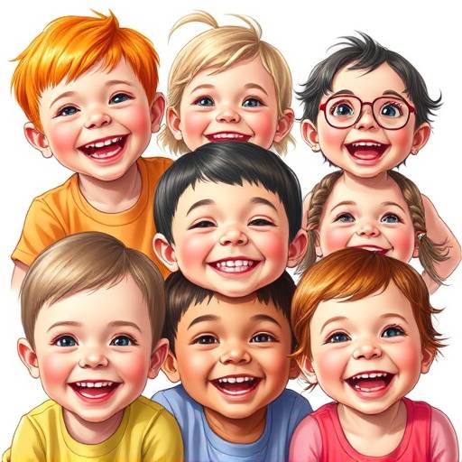 Levendige kinderportretten met speelse expressies