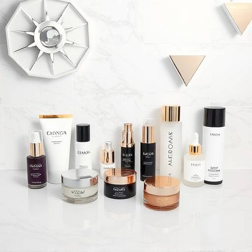 Set van luxe cosmetische producten op een marmeren achtergrond